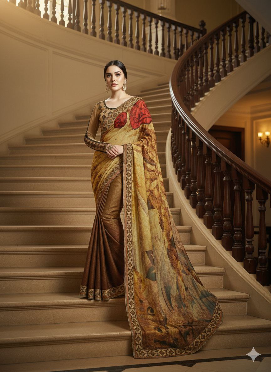 Elegant Dusty Pink Matching Saree (Code: 201)