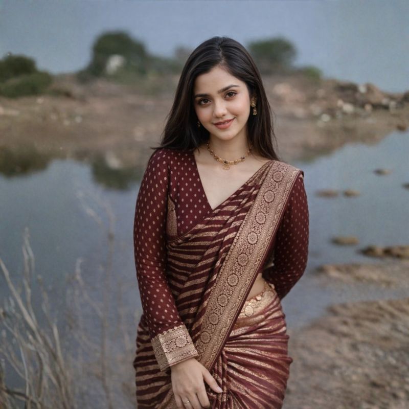 Elegant Dusty Pink Matching Saree (Code: 207)